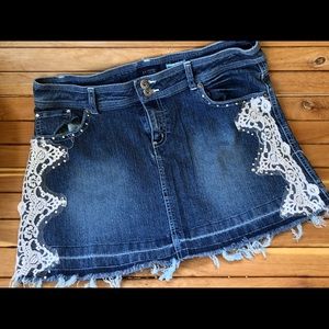 Jazzie Brand Denim skirt with Embroidery & Studs